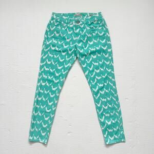 Mavi Alexa Ankle Skinny Jeans Turquoise White Print, Size 26